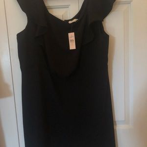 NWT Loft Black Dress with Ruffle detail